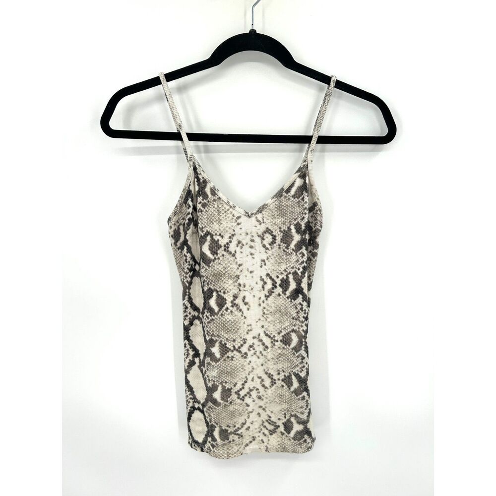 INDAH BODY Womens Gray Snake Print V-Neck Cami Tank Top Stretch Rayon Size XS